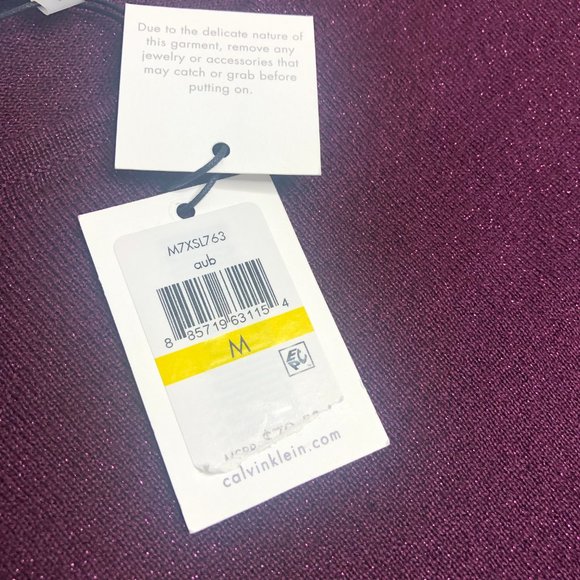 New Calvin Klein Sparkly Bell Sleeve Purple Long Sleeve Thin Sweater Size Medium - Picture 5 of 10